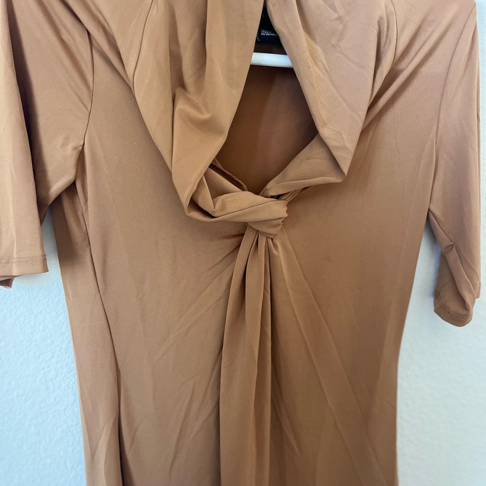 Tan Knot Front Top